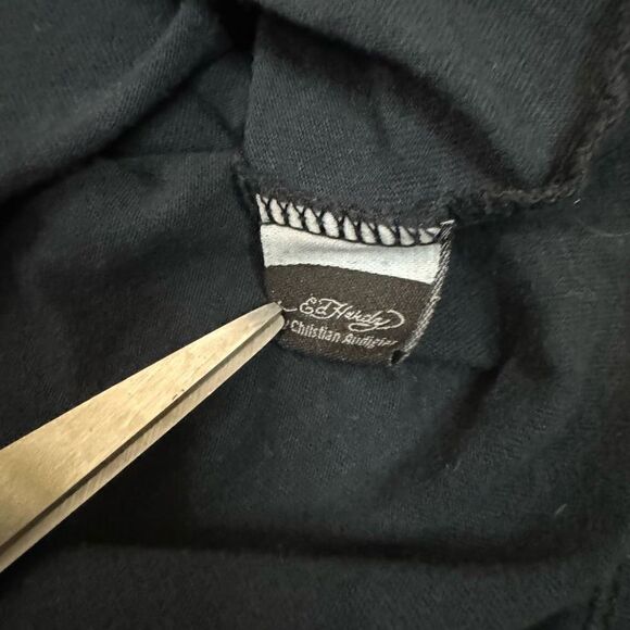 Ed Hardy by Christian Audigier Women’s Medium Black Witch Snake T-Shirt Biker - Picture 4 of 5